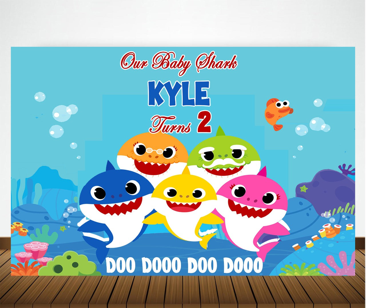 Baby Shark Theme Birthday Party Backdrop
