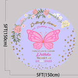 Butterfly Theme Round Birthday Party Backdrop