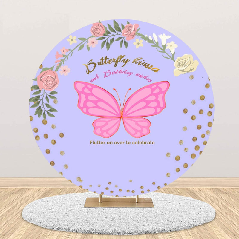 Butterfly Theme Round Birthday Party Backdrop