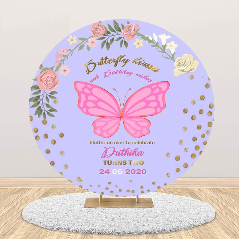 Butterfly Theme Round Birthday Party Backdrop