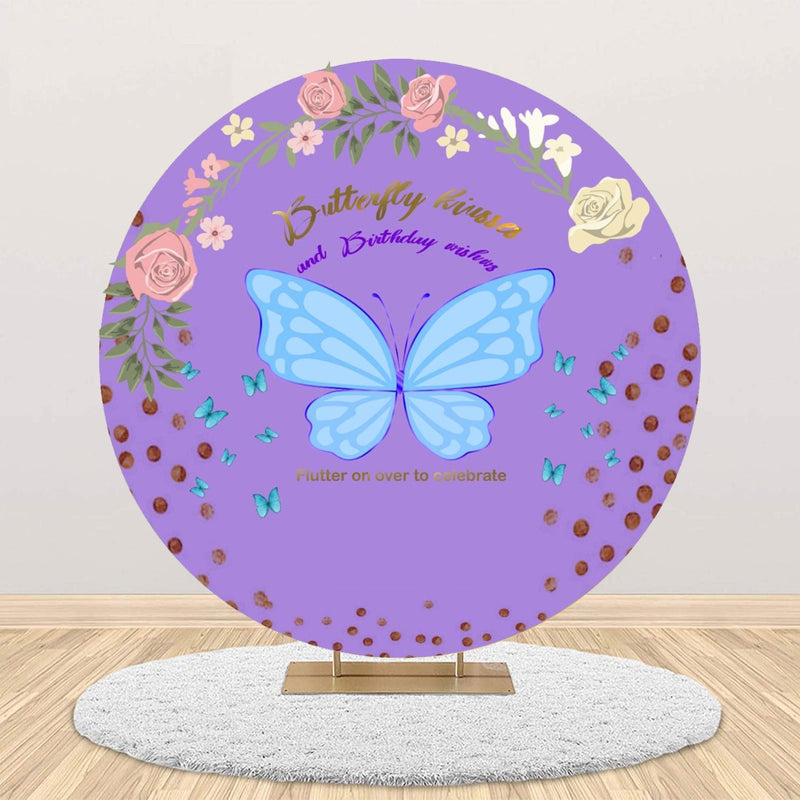 Butterfly Theme Round Birthday Party Backdrop