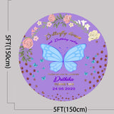 Butterfly Theme Round Birthday Party Backdrop