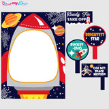 Space Theme Birthday Party Selfie Photo Booth Frame & Props