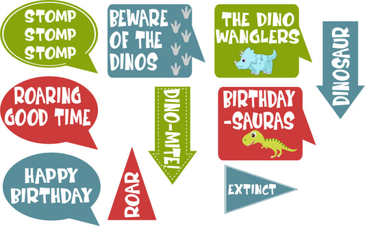 DINOSAUR THEME BIRTHDAY PARTY PHOTO BOOTH PROPS KIT