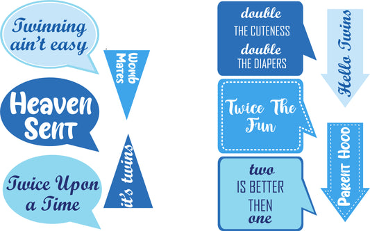 Twin Boys Theme Birthday Party Photo Booth Props Kit