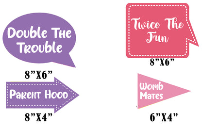 Twin Girls Theme Birthday Party Photo Booth Props Kit