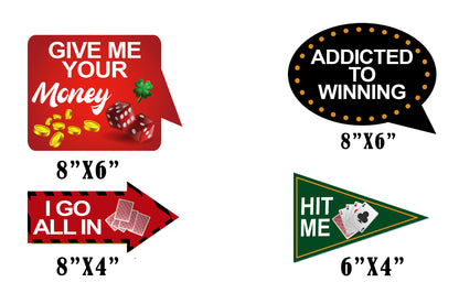 Casino/Card Party Photo Booth Props Kit For Decorations