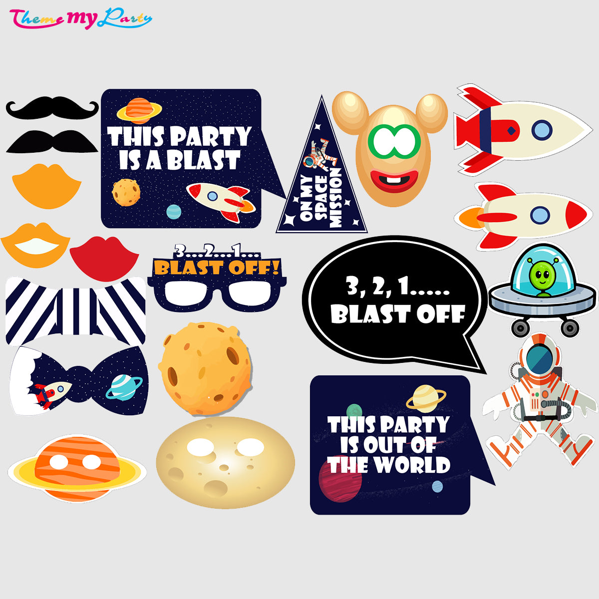 Space Theme Birthday Party Photo Booth Props Kit
