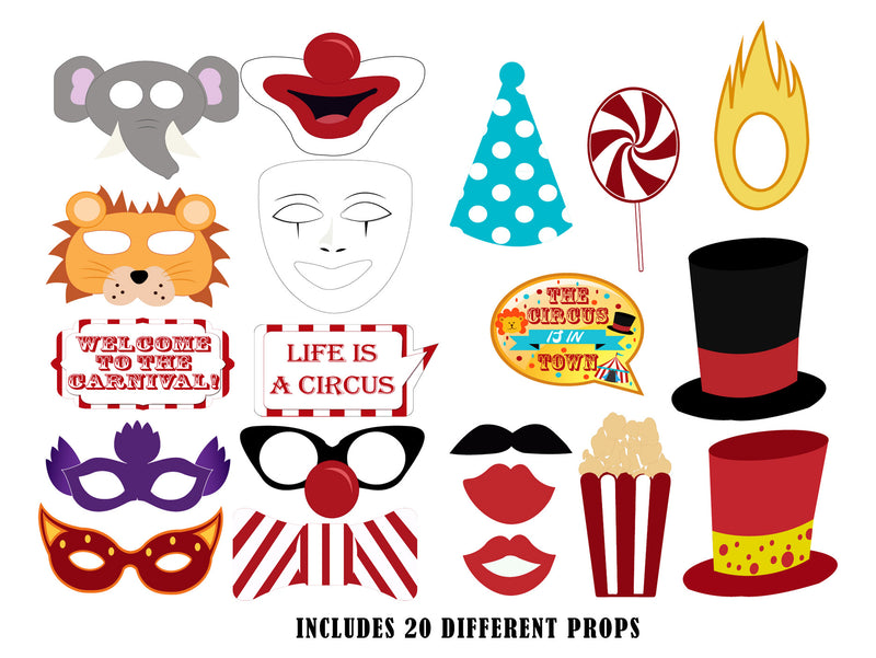 Carnival Theme Birthday Party Photo Booth Props Kit