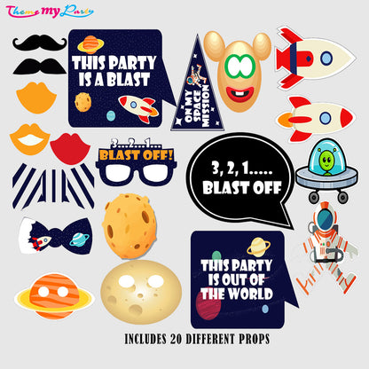 Space Theme Birthday Party Photo Booth Props Kit