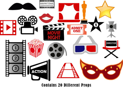 Movie Night Theme Photo Booth Props Kit