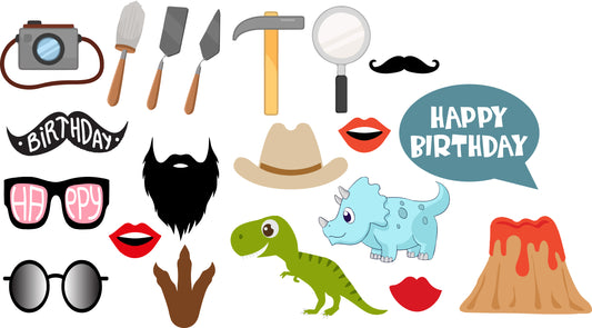 DINOSAUR THEME BIRTHDAY PARTY PHOTO BOOTH PROPS KIT