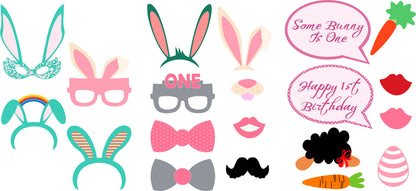 Some Bunny Is One Birthday Party Photo Booth Props Kit