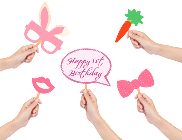 Some Bunny Is One Birthday Party Photo Booth Props Kit