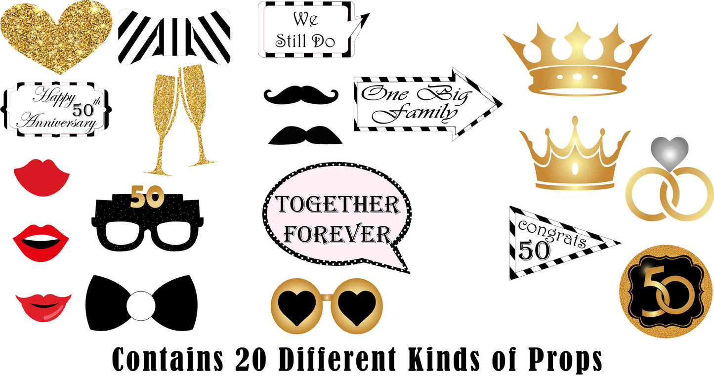 50th Anniversary Party Photo Booth Props Kit