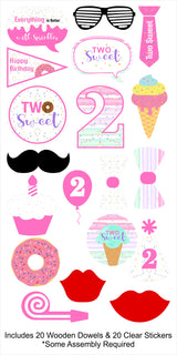 Two Sweet Theme Birthday Party Photo Booth Props Kit