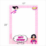 Super Girl Theme Birthday Party Selfie Photo Booth Frame