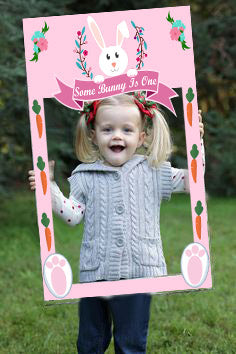 Some Bunny Is One Birthday Party Selfie Photo Booth Frame