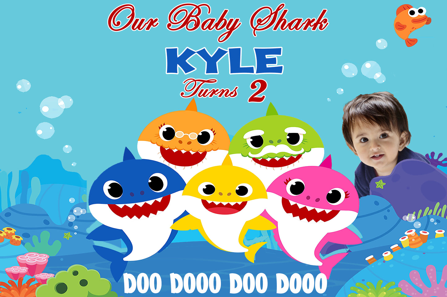 Baby Shark Theme Birthday Party Backdrop
