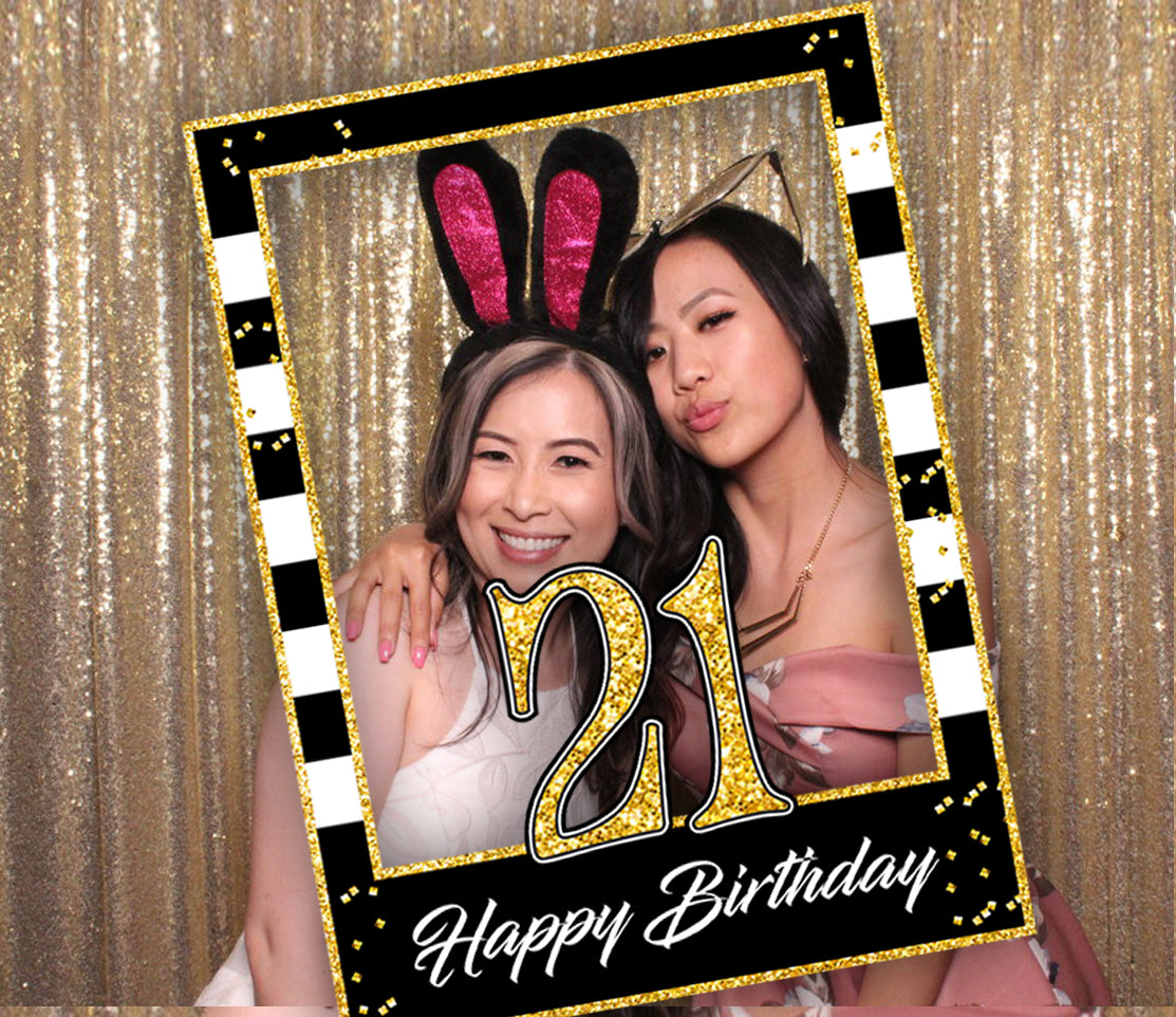 21st Birthday Party Selfie Photo Booth Frame & Props