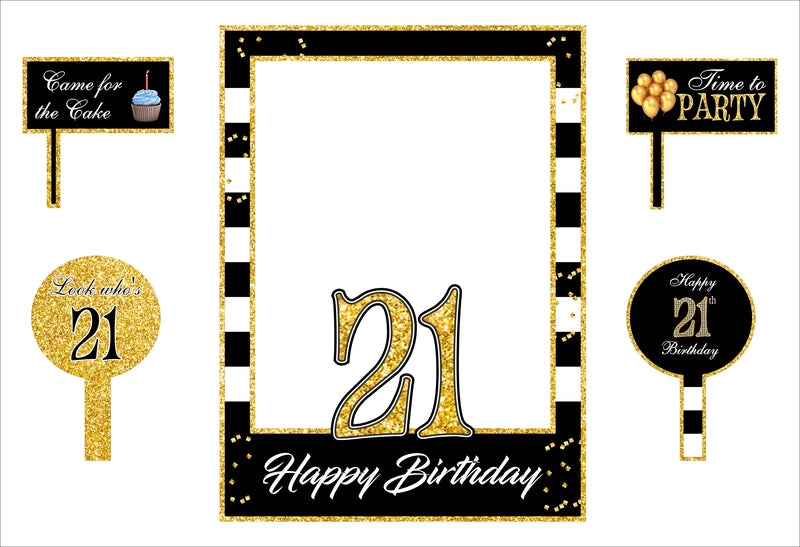 21st Birthday Party Selfie Photo Booth Frame & Props