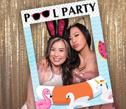 Pool Party Birthday Selfie Photo Booth Frame And Props