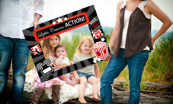 Movie Night Theme Selfie Photo Booth Frame & Props