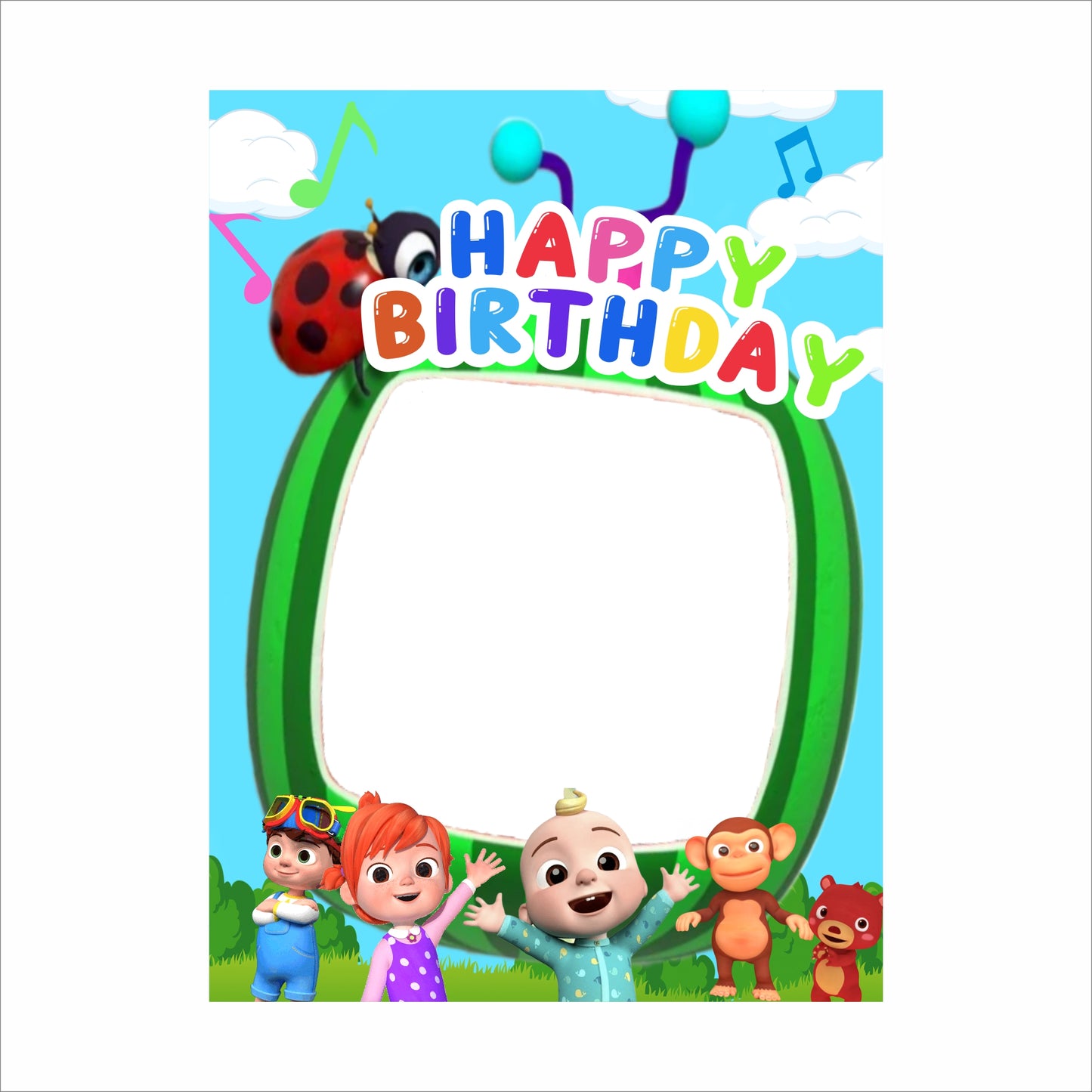 Cocomelon Theme Birthday Party Selfie Photo Booth Frame