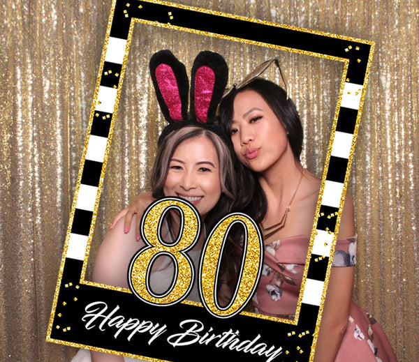 80Th Milestone Party Selfie Photo Booth Picture Frame And Props - Printed On Sturdy Material