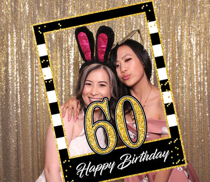 60th Birthday Party Selfie Photo Booth Frame & Props