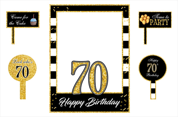 70th Birthday Party Selfie Photo Booth Frame & Props