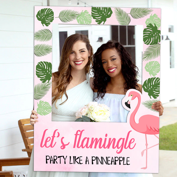 Flamingo Theme Birthday Party Selfie Photo Booth Frame & Props
