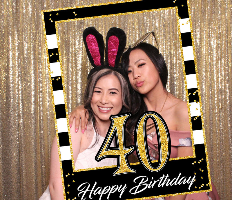 40th Birthday Party Selfie Photo Booth Frame & Props