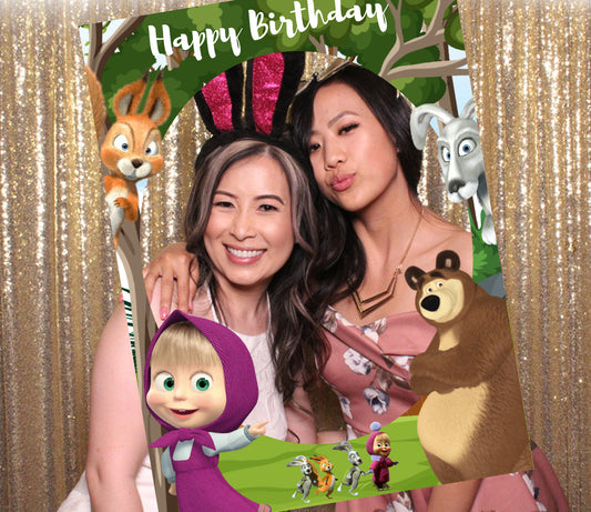 Masha and the Bear Theme Birthday Party Selfie Photo Booth Frame
