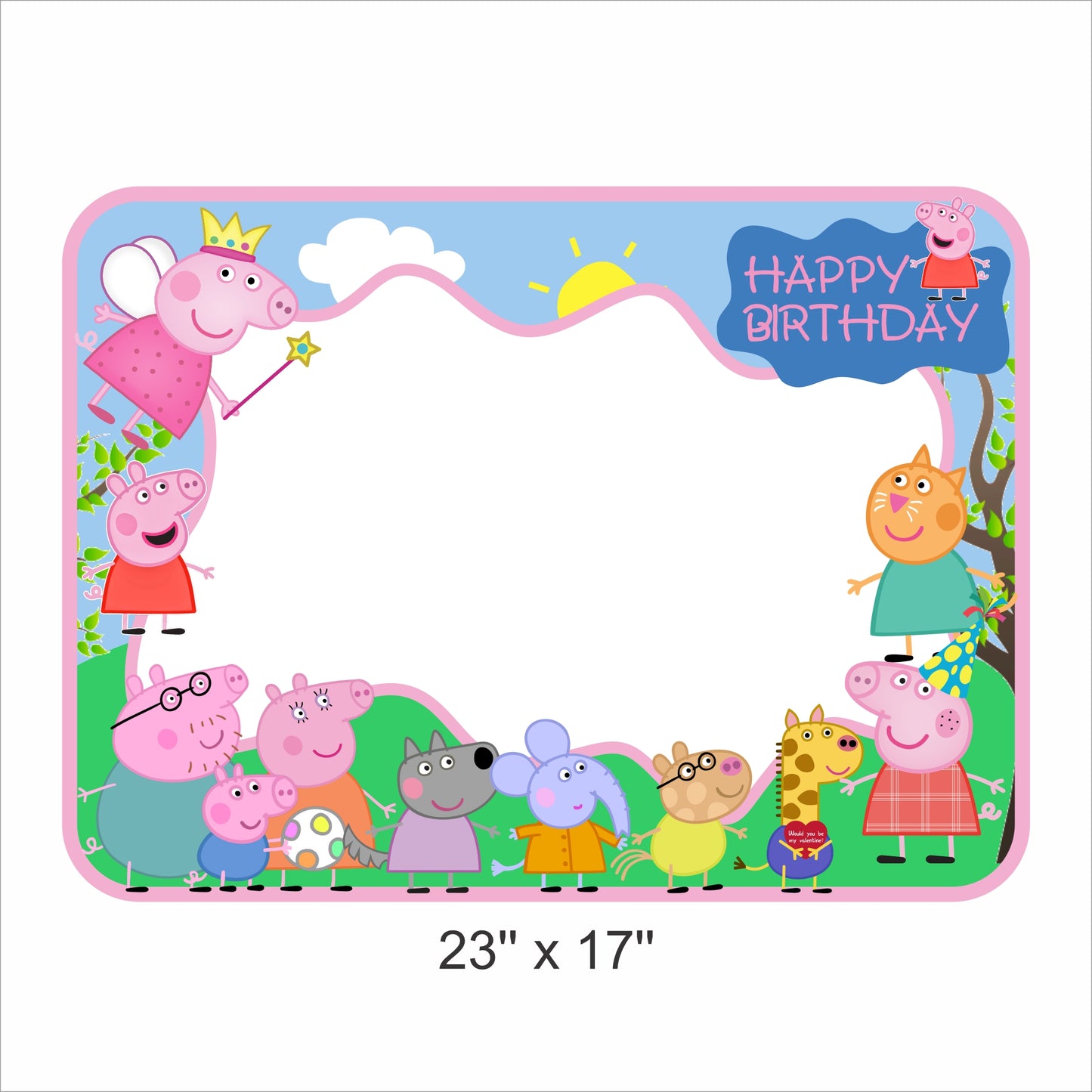 Peppa Pig Theme Birthday Party Selfie Photo Booth Frame