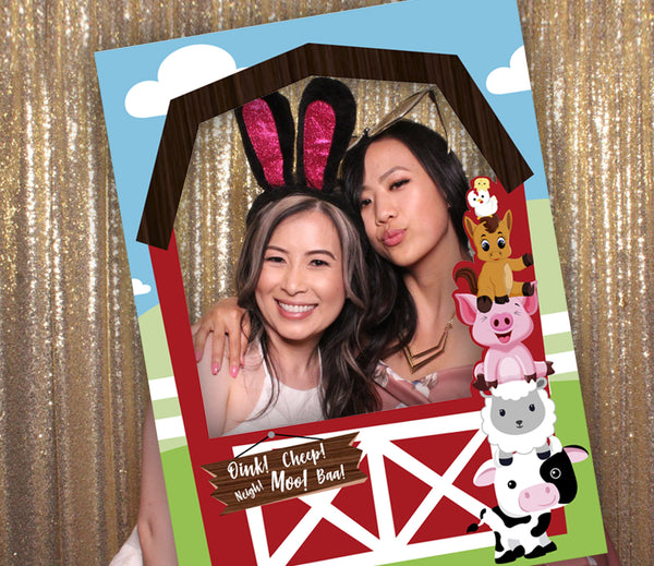 Farm Animal Theme Birthday Party Selfie Photo Booth Frame & Props
