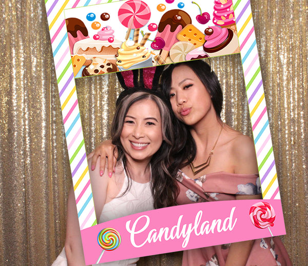 Candy Land Theme Birthday Party Selfie Photo Booth Frame & Props