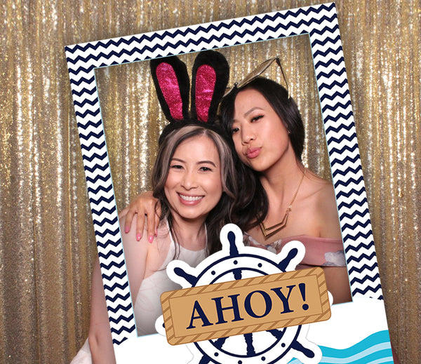 Nautical Ahoy  Theme Birthday Party Selfie Photo Booth Frame & Props