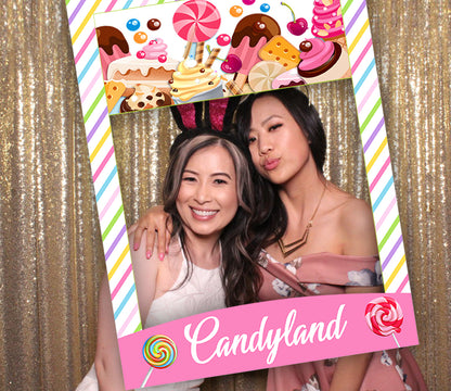 Candy Land - Birthday Party Selfie Photo Booth Picture Frame And Props - Printed On Sturdy Material