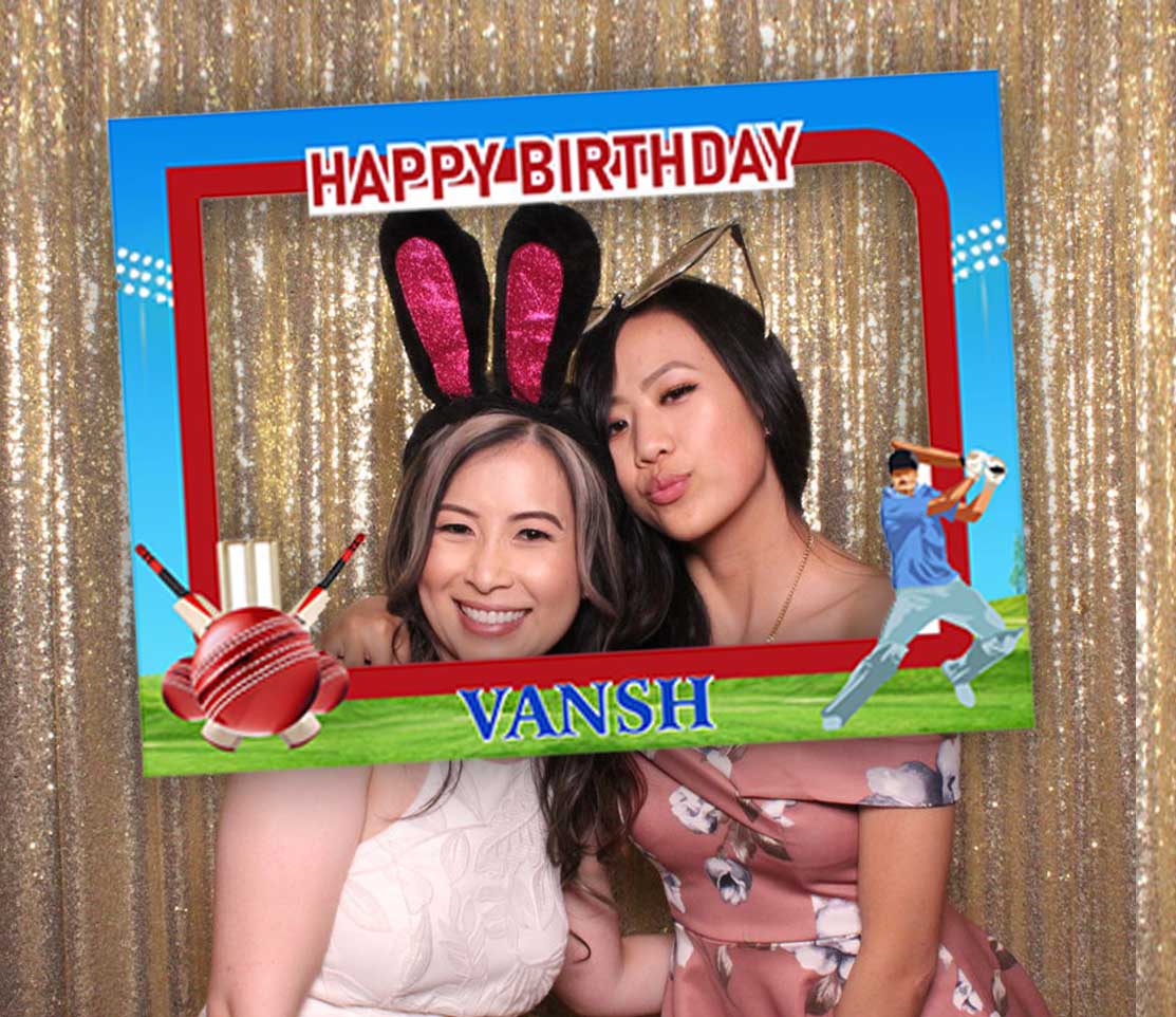 Cricket Theme Birthday Party Selfie Photo Booth Frame & Props
