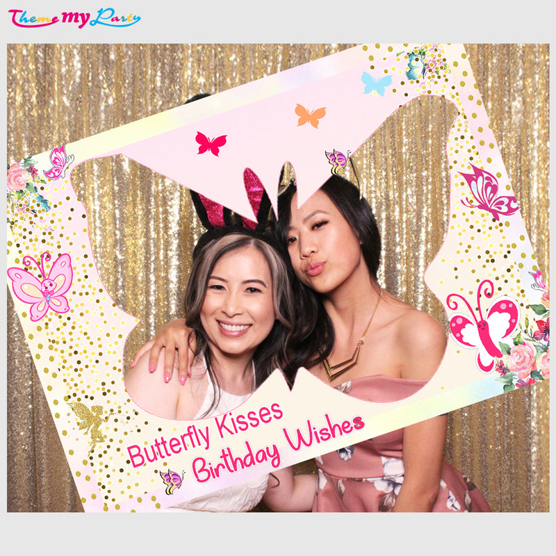 Butterflies & Fairies Theme Birthday Party Selfie Photo Booth Frame & Props