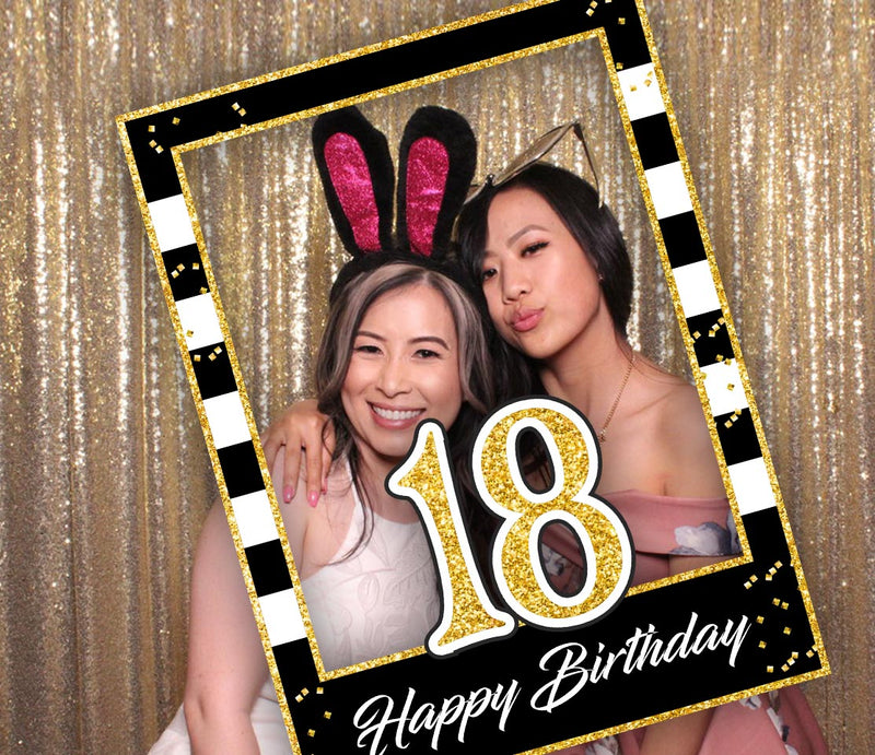 18th Birthday Party Selfie Photo Booth Frame & Props