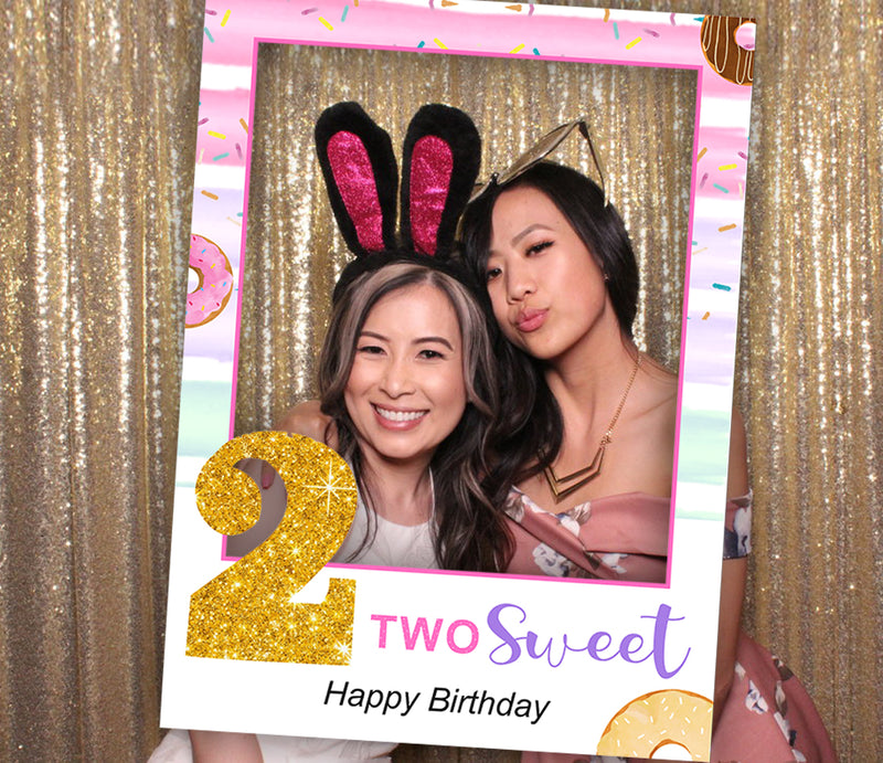 Two Sweet Theme Birthday Party Selfie Photo Booth Frame & Props