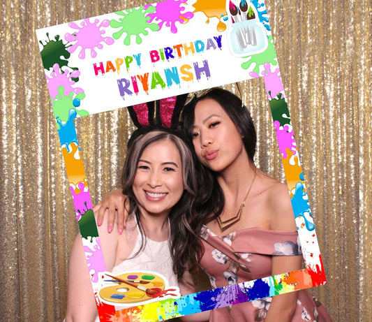 Art and Paint Theme Birthday Party Selfie Photo Booth Frame & Props