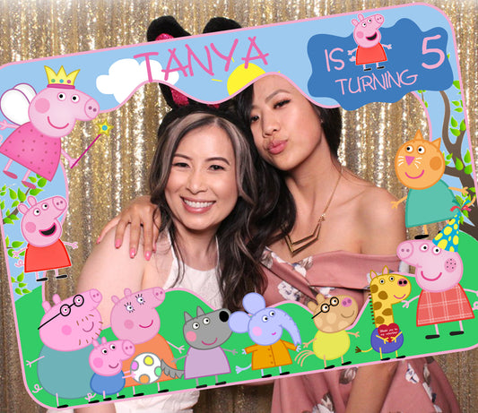 Peppa Pig Theme Birthday Party Selfie Photo Booth Frame