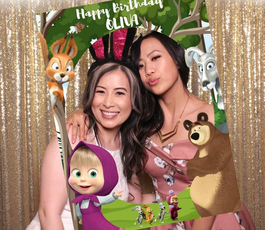 Masha and the Bear Theme Birthday Party Selfie Photo Booth Frame
