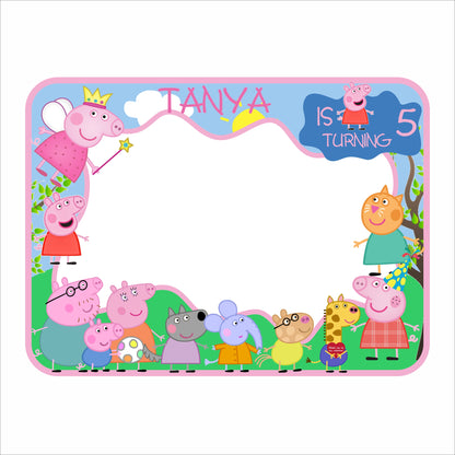 Peppa Pig Theme Birthday Party Selfie Photo Booth Frame