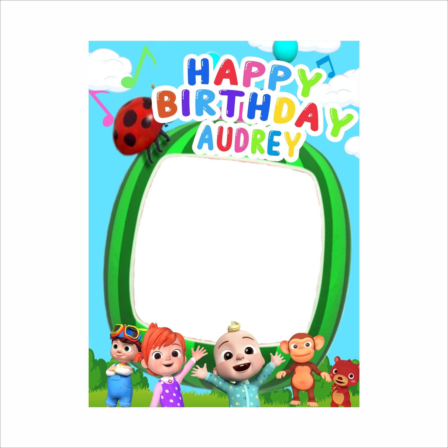 Cocomelon Theme Birthday Party Selfie Photo Booth Frame