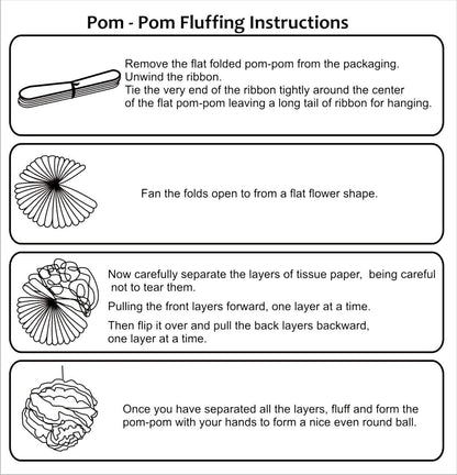 Red And White Pom Pom Flower Decoration For Birthday Parties, Anniversary Party & Baby Shower