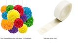 Paper Pom Pom Multi color Decoration - Pack of 5 with glue dot